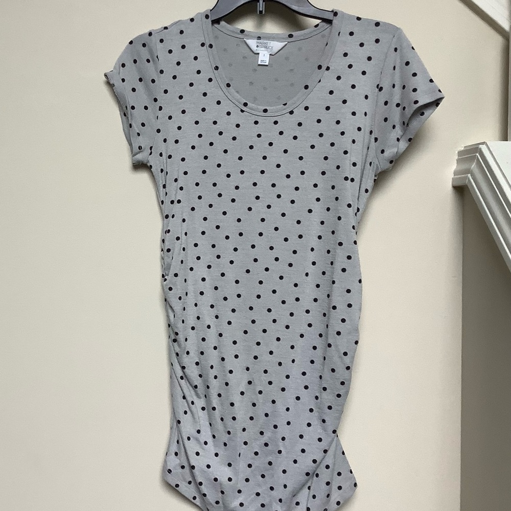 Grey and Black Polka Dot Maternity Top